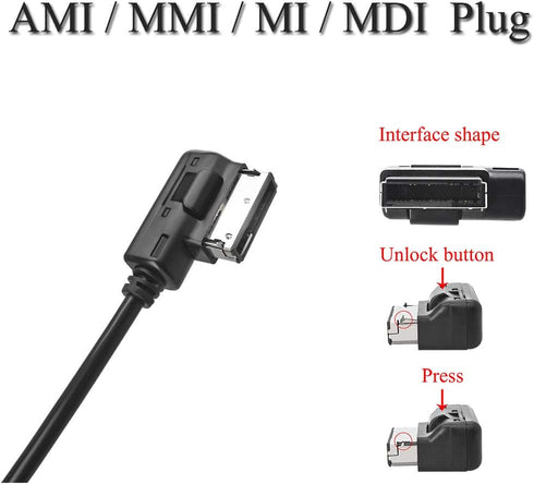Bluetooth 5.0 Adapter Compatible with Audi A3 A4 A5 A6 A7 S3 S4 Q3 Q5 Q7 Volkswagen VW 2G 3G 3G+ AMI MMI Port Cable Music Play Connector Works wit...