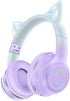 Kids Bluetooth Headphones,Cat Ear LED Light Child Wireless Headphones with Mic,Adjustable Headband,TF Card,Foldable Bluetooth Stereo Over-Ear Kids...