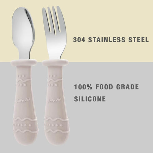 PandaEar 6 Pack Toddler Plates and Utensils Set, 2 Pack Silicone Baby Plates with Suction and 4 Stainless Steel Baby Spoons Forks, Toddler Dinnerw...