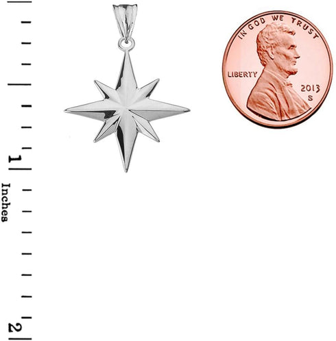 Enchanting North Star Charm Pendant in Sterling Silver...