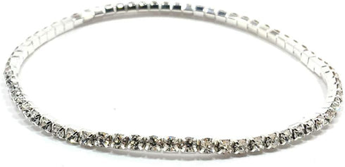 Women Rhinestone Stretch Ankle Bracelet Silver Sparking Tennis Bracelet Crystal Anklet Foot Chain Jewelry (1 Row - 6pcs)...
