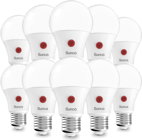 Sunco Lighting 10 Pack Dusk to Dawn Light Bulbs Outdoor Sensor A19 LED Light Bulb, UL, 9W (60W Eqv.), 800lm, Auto On/Off Photocell Automatic for O...