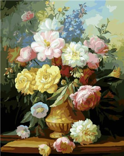 Newsight DIY Oil Painting Paintworks Paint by Number for Kids and Adults (16''Wx20''L , Peony Flower)...
