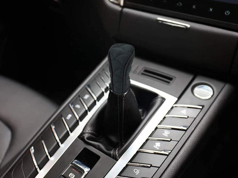 Lunsom Car Gear Stick Shift Knob Cover Zipper Shifter Lever Handle Leather Protector Sleeve for Most Vehicles (Black)...