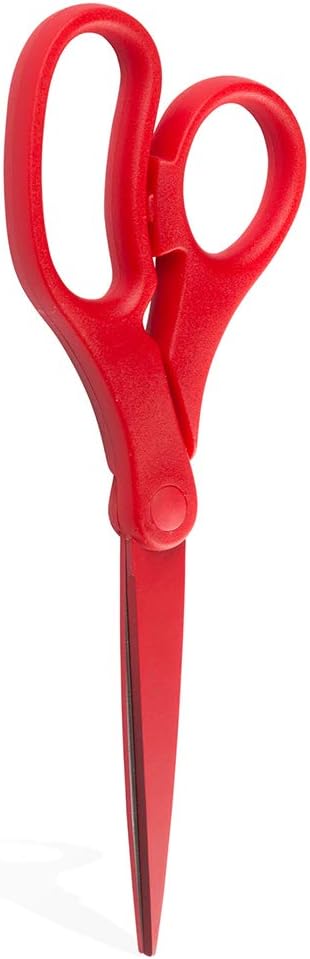 JAM PAPER Multi-Purpose Precision Scissors - 8 Inch - Red - Ergonomic Handle & Stainless Steel Blades - Sold Individually...