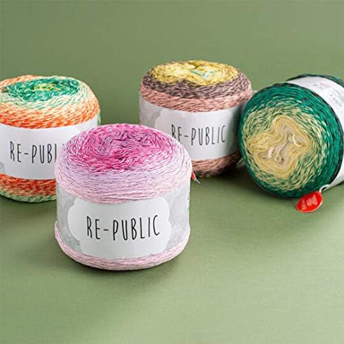 1 Ball Etrofil Re-Public Cake Yarn, 100% Recycled Cotton, 250 g (8.8 Oz) 1000 m (1093 yds), Fingering: 1, Variegated Colors (Variegated RJ017)......