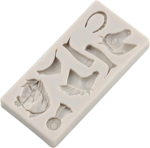 Horse Silicone Molds Horseshoe Hoof Fondant Molds Cowboy Boot Mold Horse Head Mold For Sugar Cake Decorating Cupcake Topper Chocolate Gum Paste Ca...