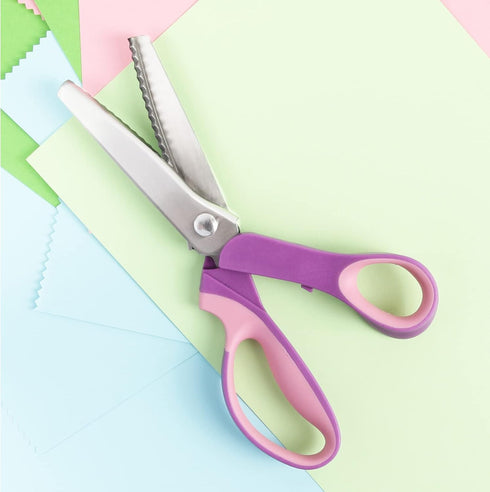 Pinking Shears for Fabric Cutting, Zig Zag Scissors, Scrapbook Scissors Decorative Edge for Adults, Great for Many Kinds of Sewing Fabrics Leather...