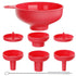 Wide Mouth Versatile Funnel, Canning Funnels for Kitchen Use, Food Grade Plastic Cooking Funnel Set with 4 Size Spouts and 2 Strainers for Filling...