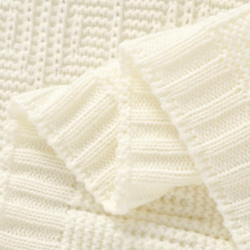 Baby Blanket Cozy Knit Soft Neutral Swaddling Receiving Baby Blankets for Boys Girls Newborn Infant Toddler White 40 x 30 inches...