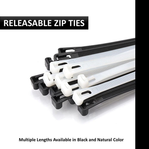 Kable Kontrol Reusable Cable Zip Ties 8 Inch 100 Pcs Black, 50 Lbs Tensile Strength, Self-Locking, Multipurpose Trigger Releasable & Adjustable Ny...