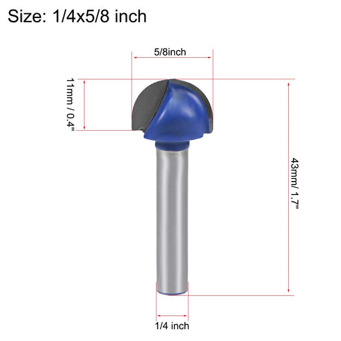 uxcell Router Bit 1/4" Shank 5/8" Cutting Dia. Core Box 2 Flutes Carbide for Woodworking Carpentry Milling Cutter Tool...