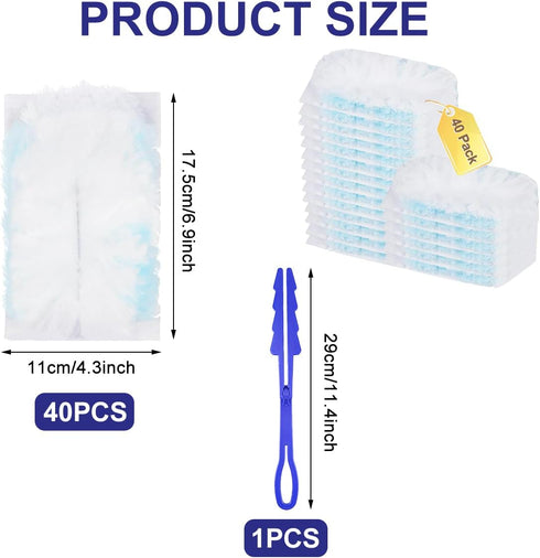 40 Pack Duster Refills, Heavy Duty Duster Refills with 1 Handle, Duster Replacement Refills for Dusting Electronics, Dusting Furniture, Blinds, Ce...