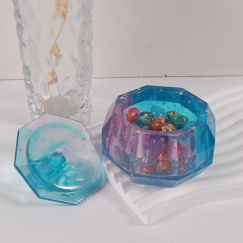 Small Octahedral Storage Box Resin Mold with 1 lid Silicone Molds Epoxy Resin Section Shaped Beads Holder Storage for Jewelry Ornaments Trinket Co...