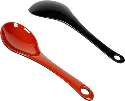 JapanBargain 2382, Serving Spoons Japanese Soup Serving Spoons Chinese Soup Serving Spoons Rice Serving Spoons Table Serving Spoons, Black and Red...