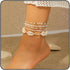 LIU JUN Boho Layered Shell Anklet Set, Gold Seashell Starfish Ankle Bracelets Beaded Foot Chain Beach Summer Foot Jewelry Accessories For Women Gi...