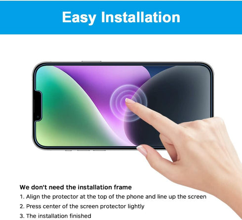 2 Pack Anti-Blue Light Screen Protector for iPhone 14/13/13 Pro (6.1 Inch), Blue-light Blocking 9H Tempered Glass Protective Film, Block Blue Ray ...