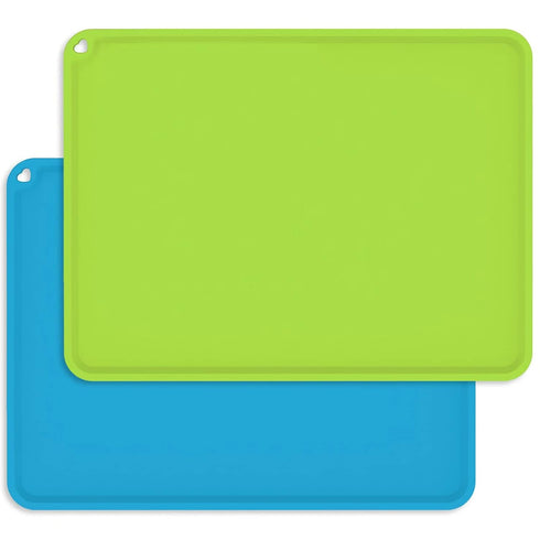 Silicone Kids Placemats, Non-Slip Silicon Placemats for Kids Baby Toddlers Childrens, Kids Portable Placemat for Dining Table, 2Pack, Blue/Green...