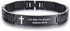 MEALGUET Stainless Steel Religous Scripture Quote Faith Christian Bible Verse Inspirational Cross Carbon Fiber Link Bracelet for Men...