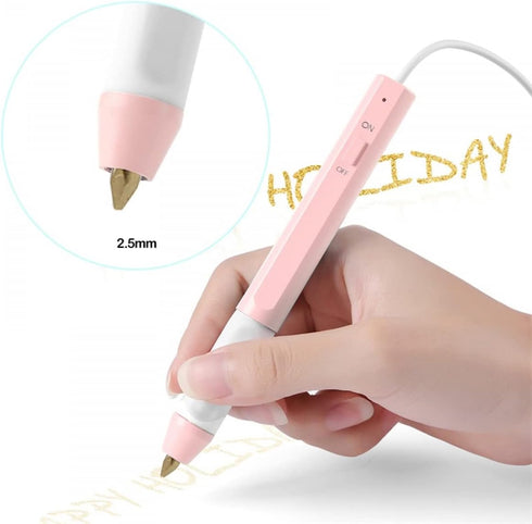 Heated Gold Foil Pen & Glimmer Heat-Activated foil Roll Sets for Card Making Scrapbooking Tool Kits Calligraphy Tip 2.5x0.35mm Scrapbooking Drawin...