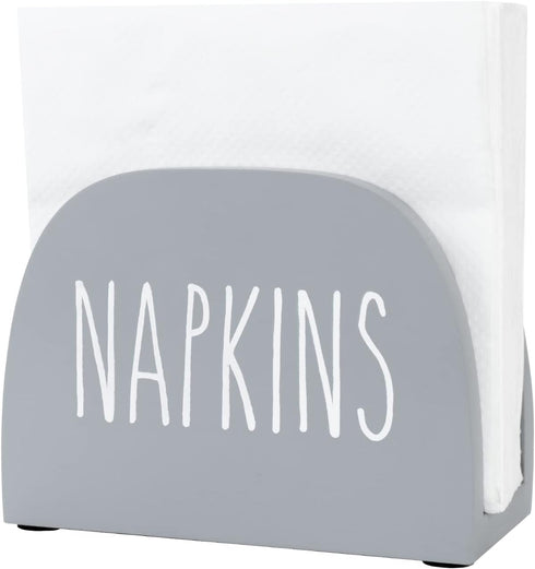 Napkin Holder Solid Real Wood Farmhouse Freestanding Paper Napkin Storage Dispenser for Kitchen Countertop, Dining Table Decor, 6 x 4 inch, Gray...