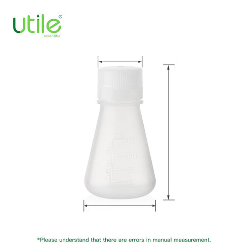 Plastic Erlenmeyer Flask Set with Screw Caps, 6pcs of Vol.125ml Scientific Conical Flask Laboratory Flask,with Molded Graduations, 4023.0651.6...