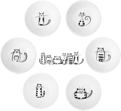 BigNoseDeer Super Cute Cat Ceramic Sauce Dish,Mini Side Seasoning Dish,Condiment Dishes,Sushi Soy Dipping Bowl,Snack Serving Dishes,Meow Porcelain...