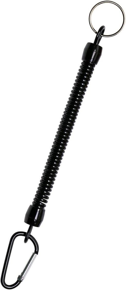 6.89 inch Black Fishing Lanyards Retractable Spiral Spring Lanyard Boating Rope Safety Wire Coiled Tether with Buckle for Pliers Grippers Fish Tac...