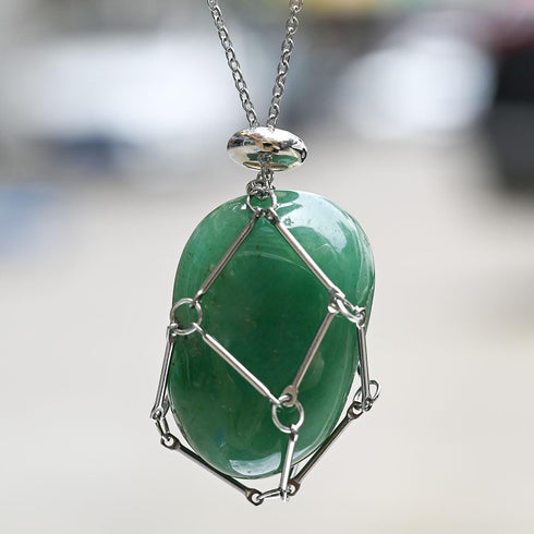 Crystal Stone Holder Necklaces - Crystal Cage Necklace, 1PCS Necklace and 6PCS Crystal Stones, Stainless Steel Fashion Pendant Necklace Jewelry, G...