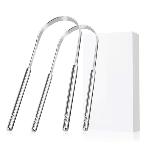 Tongue Cleaner Tongue Scraper - Stainless Steel Tongue Brush Eliminate Bad Breath With Non-synthetic Grip...