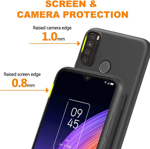 for TCL 30 XL T701DL Phone Case with Tempered Glass Screen Protector, Card Holder with Ring stand case for TCL 30 XL T701DL Cover - Black...