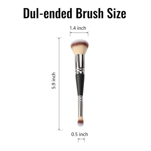 Dual-ended Foundation Brush Double Ended Kabuki Brush Concealer Brush Ideal for Liquid,Powder,Cream,Blending,Buffing,Concealer Sliver...
