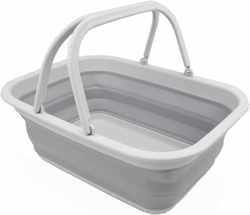 SAMMART SAMMART 9.2L (2.37Gallon) Collapsible Tub with Handle - Portable Outdoor Picnic Basket/Crater - Foldable Shopping Bag - Space Saving Stora...
