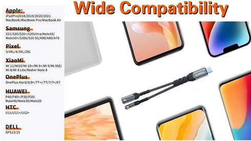 USB C to 3.5mm Headphone and Charger Adapter, with PD 60W Fast Charging, 2 in 1 Type C to Aux Audio Jack...