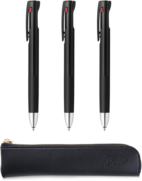 ZEBRA Blen3C Blue, Red, Black 0.7mm Ballpoint Multicolor Pen (Black) x3, Black slim pen case...