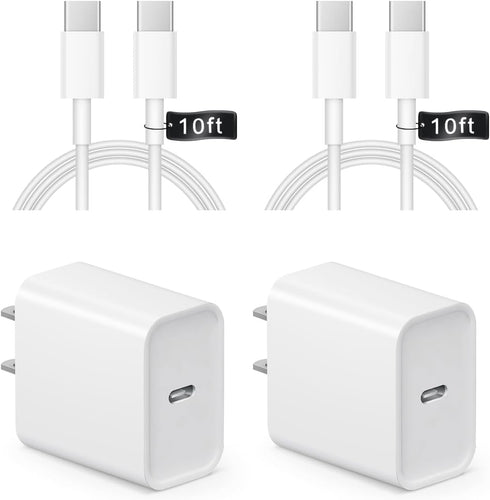 iPhone 15 Charger Fast Charging - 20W USB C Wall Charger Block and 10Ft Type C to C Cable for iPhone 15/15 Pro/15 Pro Max, iPad Pro, Air 5/4, iPad...