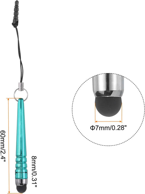 MECCANIXITY 5pcs Metallic Stylus Pen for Touch Screens Aluminum Alloy Mini Metal Capacitive Pens for Universal All Touchscreen Devices, Light Blue...