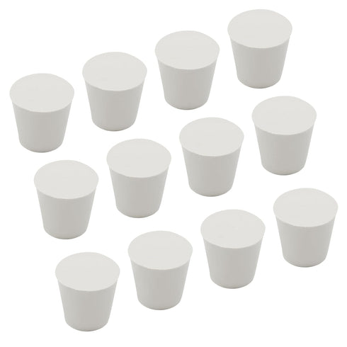 12 Pack Size 5# Solid Rubber Stoppers, Tapered Lab Seal Tube Stopper Plug, 29x22x28mm (White)...