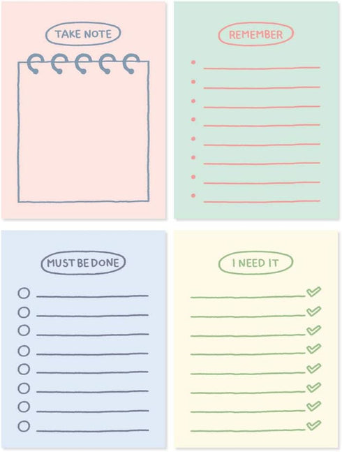 Monolike Memopad Sketch Planning Ver.2 design SET - 4 Packs, 4 Different Designs, 100 Sheets Per Pad, Total 400 Sheets, Note pads, Writing pads...