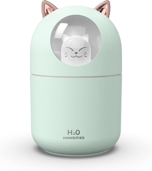 Cat Small Humidifier for Bedroom - 300ml Mini Cool Mist Humidifiers with Night Light, 2 Spray Modes, Ultra-Quiet, Portable Personal Air Humidifier...