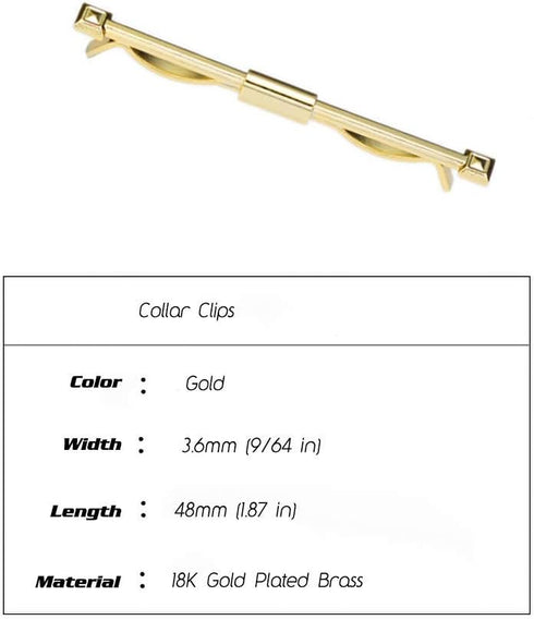 Square Head Collar Clips Necktie Tie Clips Collar Bar Shirt Stay Tie Pins Cravat Clip for Men...