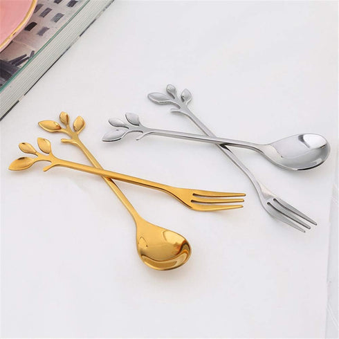 Appetizer Cake Fruit Forks Set of 8,Gold Leaf Cocktail Picks 4.7 Inches Tasting Dessert Forks Kitchen Accessory Wedding Party (8 Forks-Gold)...