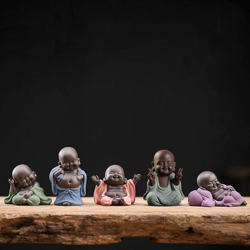 Kingzhuo Ceramic Little Cute Baby Buddha Statue Monk Figurine Buddha Figurines Home Decor Creative Baby Crafts Dolls Ornaments Gift Delicate Ceram...