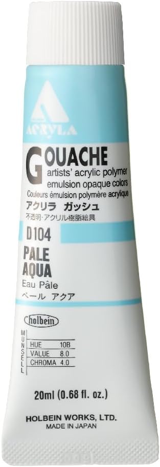 Holbein Acryla Gouache Artists Acrylic Polymer Emulsion, 20ml Pale Aqua (D104)...