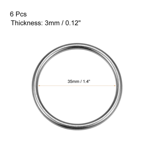 uxcell O Ring Buckle 35mm(1.4") ID 3mm Thickness Zinc Alloy O-Rings for Hardware Bags Belts Craft DIY Accessories, Black 6pcs...