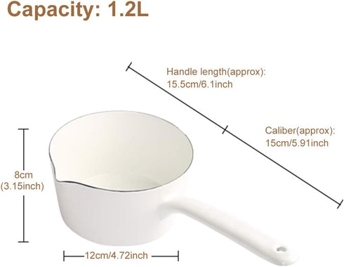 1.2L Saucepan, Nonstick Milk Pan with Pour Spouts, Butter Warmer, Melting Milk Boiling Porridge Soup Saucepan Gas Stove Enamel Milk Pot with Handl...