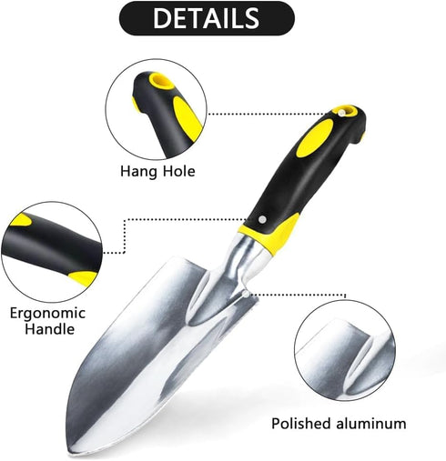Garden Trowel & Hand Wide Shovel Pointed with Soft Rubberized Non-Slip Ergonomic Handle for Planting, Transplanting, Weeding, Moving and Smoothing...