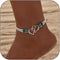Beaded Ankle Bracelet for Women Double Layered Elastic Beaded Anklet Bracelets Double Hollow Hearts Stretch Waterproof Anklet Dainty Boho Turquois...