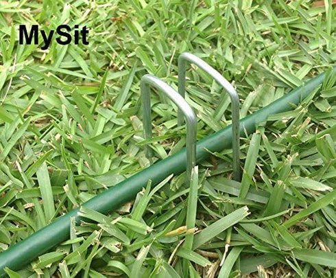 MySit 12" Garden Stakes Pins Landscape Staples 11Ga Tent Stakes 12 Pack, Heavy Duty Galvanized Steel Metal Yard Stakes Ground Lawn Staples Fence A...