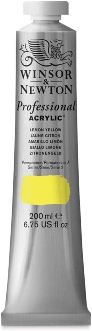 Winsor & Newton Professional Acrylic Paint, 200ml (6.75-oz) Tube, Lemon Yellow...